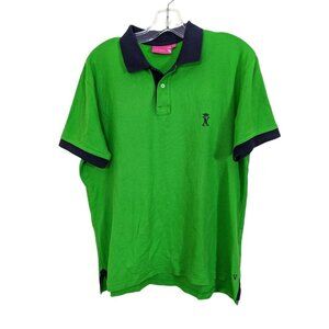 Vicomte A Polo Shirt Mens Large Green Contrast Navy Pima Cotton Preppy Casual